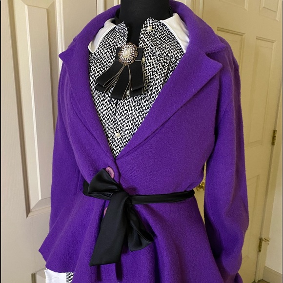 Madison Jackets & Blazers - Madison, 100% wool, purple, peplum waist jacket, Med..